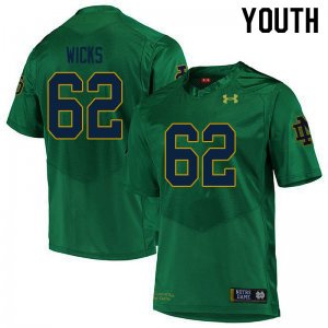 Notre Dame Fighting Irish Youth Brennan Wicks #62 Green Under Armour Authentic Stitched College NCAA Football Jersey MSO3299FM